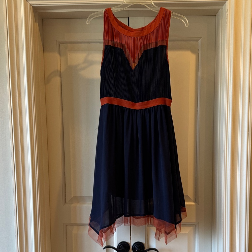 Elegant Navy and Orange Dress